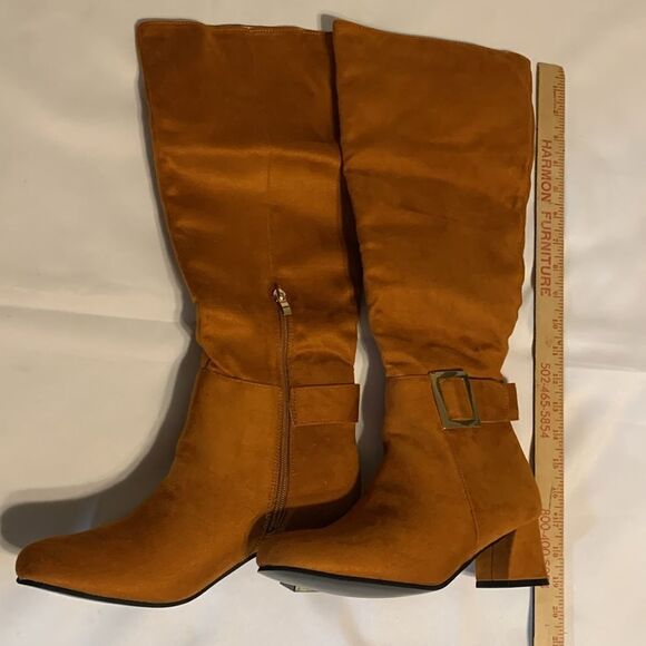 Size 9 women's faux suede knee-high boots with block chunky heel - Picture 5 of 13
